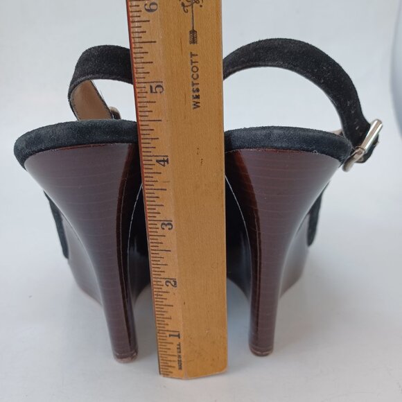 Michael Kors Black Suede Wedge Heels Retro Look Made In Italy Womens 7.5M - Picture 13 of 16